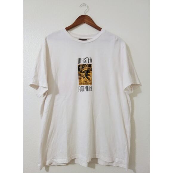H&M Wasted Potential Oversized Graphic Print Tee Beige SZ XL - Picture 1 of 7